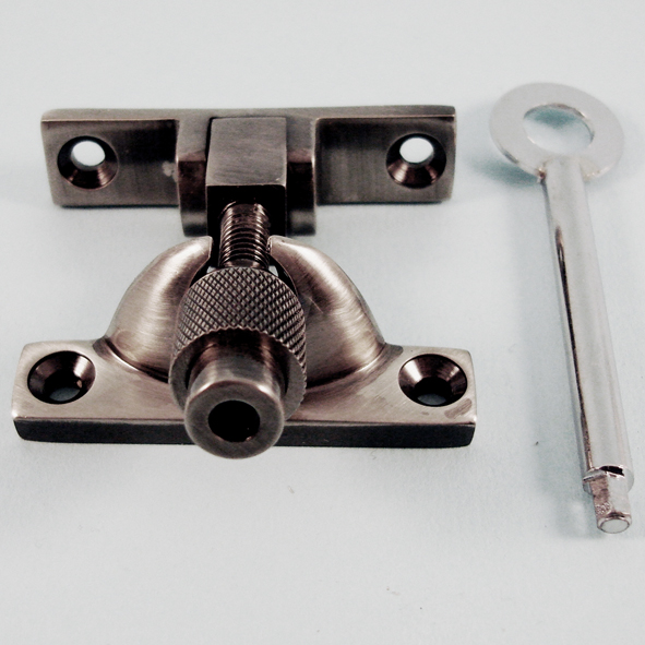 THD185L/AN • Locking • Antique Nickel • Locking Narrow Brighton Pattern Sash Fastener